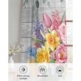 thumbnail image 6 of Watercolor Floral Sheer Curtains 39 Inch Length 2 Panels Set for Living Room/Bedroom, Spring Botanical Flowers Leaves Wood Grain Kitchen Curtains Grommet Curtains Window Treatments 27.5"x39"x2, 6 of 7