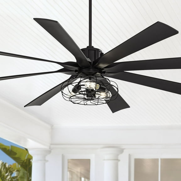 70" Possini Euro Design Modern Indoor Ceiling Fan with LED Light Remote Control Matte Black Cage for Living Room Kitchen House