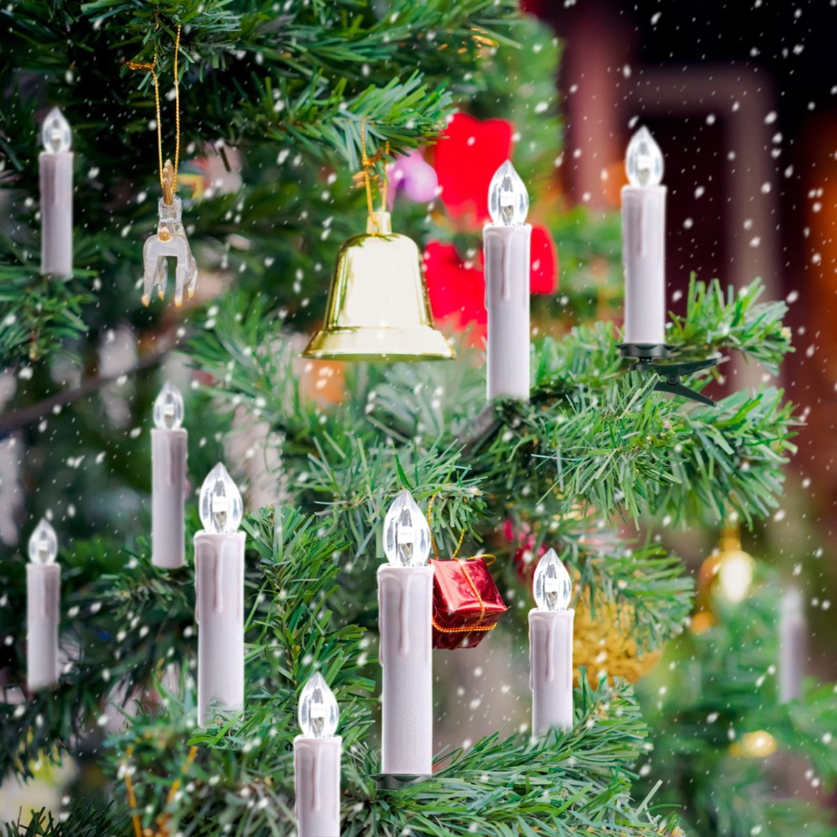 20PCS Christmas LED Window Candles, Flameless Taper Candles Light with Remote Timer/Clips, Colorful Light for Home Indoor Outdoor Christmas Trees Decor