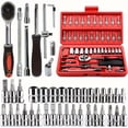 thumbnail image 3 of 46-piece set 1/4 ratchet wrench with hexagonal sleeve wrench set Automobile repair tool complete set Quick tool Quick repair, 3 of 8