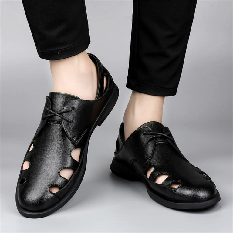 Summer Mens Sandals Genuine Leather Soft Business Dress British Sandals Men for l Dress Shoes Color D Size 40