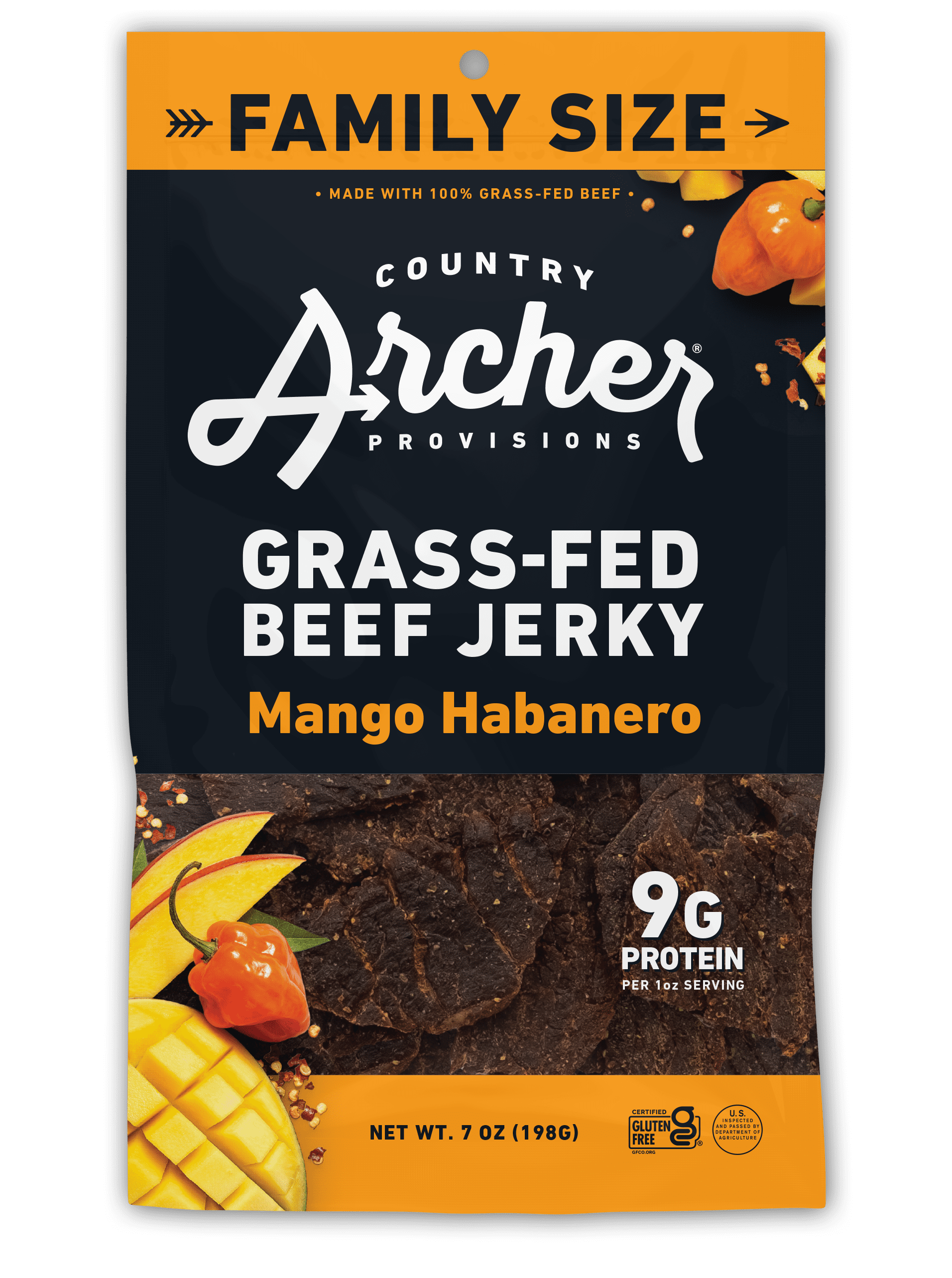 Country Archer Beef Jerky, Mango Habanero, 7 oz