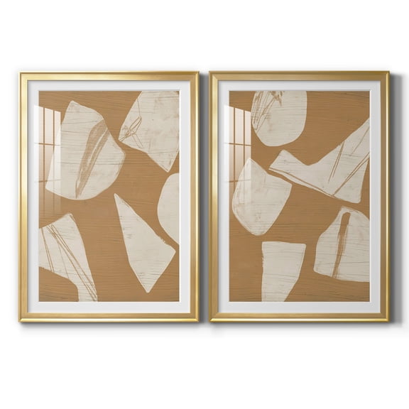 Wexford Home Piecemeal I Premium Framed Print, 30.5" x 42.5" - Ready to Hang, Gold (Set of 2)