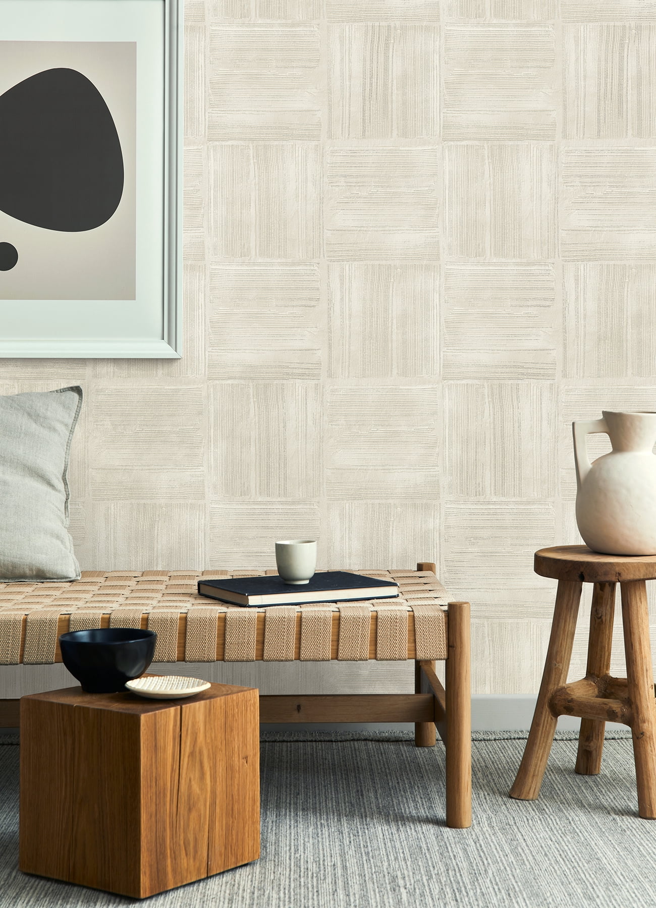 Advantage Jasper Ivory Block Texture Wallpaper