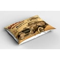 thumbnail image 2 of Ambesonne Vintage Pillow Sham 2 Pack, Old Style Car Repair, 36"x20", Sepia Red, 2 of 3