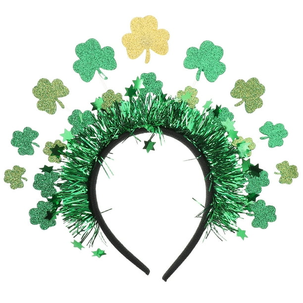 Diadema de San Patricio con diseño de trébol verde, accesorio para el cabello para disfraz de San Patricio para mujeres y niñas, tocados festivos