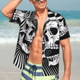 thumbnail image 7 of Pofeuu Psychedelic Skull Illusion Art Print Hawaiian Shirt for Men Sleeves Casual Button Down Summer Beach Dress Shirts T-Shirts,, 7 of 7