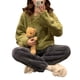 thumbnail image 5 of Pijamas cálidos de otoño e invierno para mujer, pijamas gruesos de felpa, informales, de color sólido, de forro polar coral, para uso diario, 5 of 5
