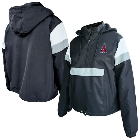 Women's-Profile Black Los Angeles Angels Plus Size Anorak Hoodie Quarter-Zip Pullover