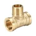 thumbnail image 4 of Uxcell Brass Tee Pipe Fitting,G1/2 Female x G1/2 Male  x G1/2 Female,T Shaped Connector Coupler, 4 of 5