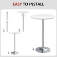 thumbnail image 5 of XPOPR  Bistro Pub Table Round Bar Height Cocktail Table Metal Base MDF Top Obsidian 23.8-Inch Top, 39.5-Inch Height (1, White-2), 5 of 8