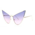 thumbnail image 2 of Retro Funky Bohemian Elongated Metal Rim Cat Eye Sunglasses Gold - Purple Pink, 2 of 4
