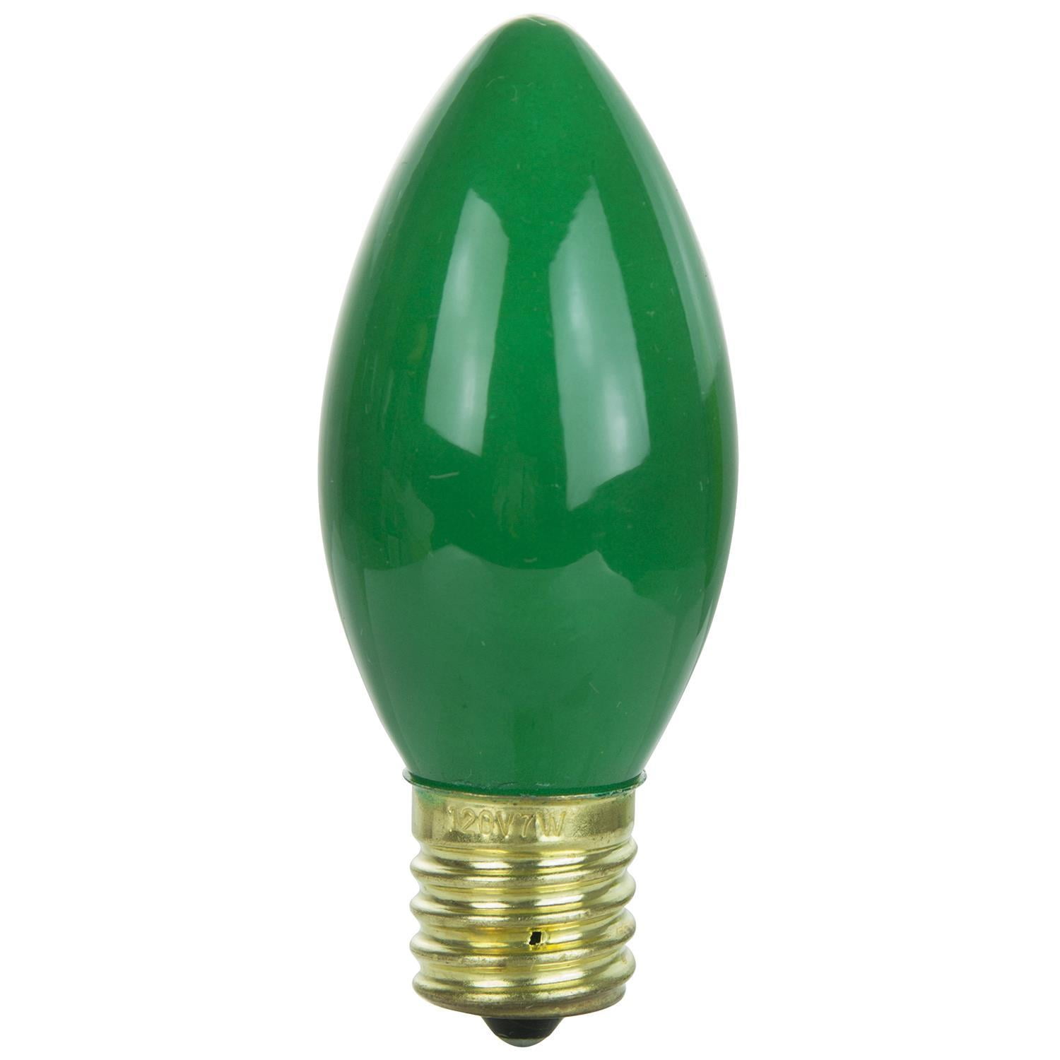 Diodesy- Pack of 25 7C9/G/25PK C9 Green Replacement Christmas Light Bulb, Nightlight Incandescent Bulb, Intermediate E17 Base, Holiday Ceramic Decoration Bulb, Patio/Lamps String Light, 7 Watts, 120V