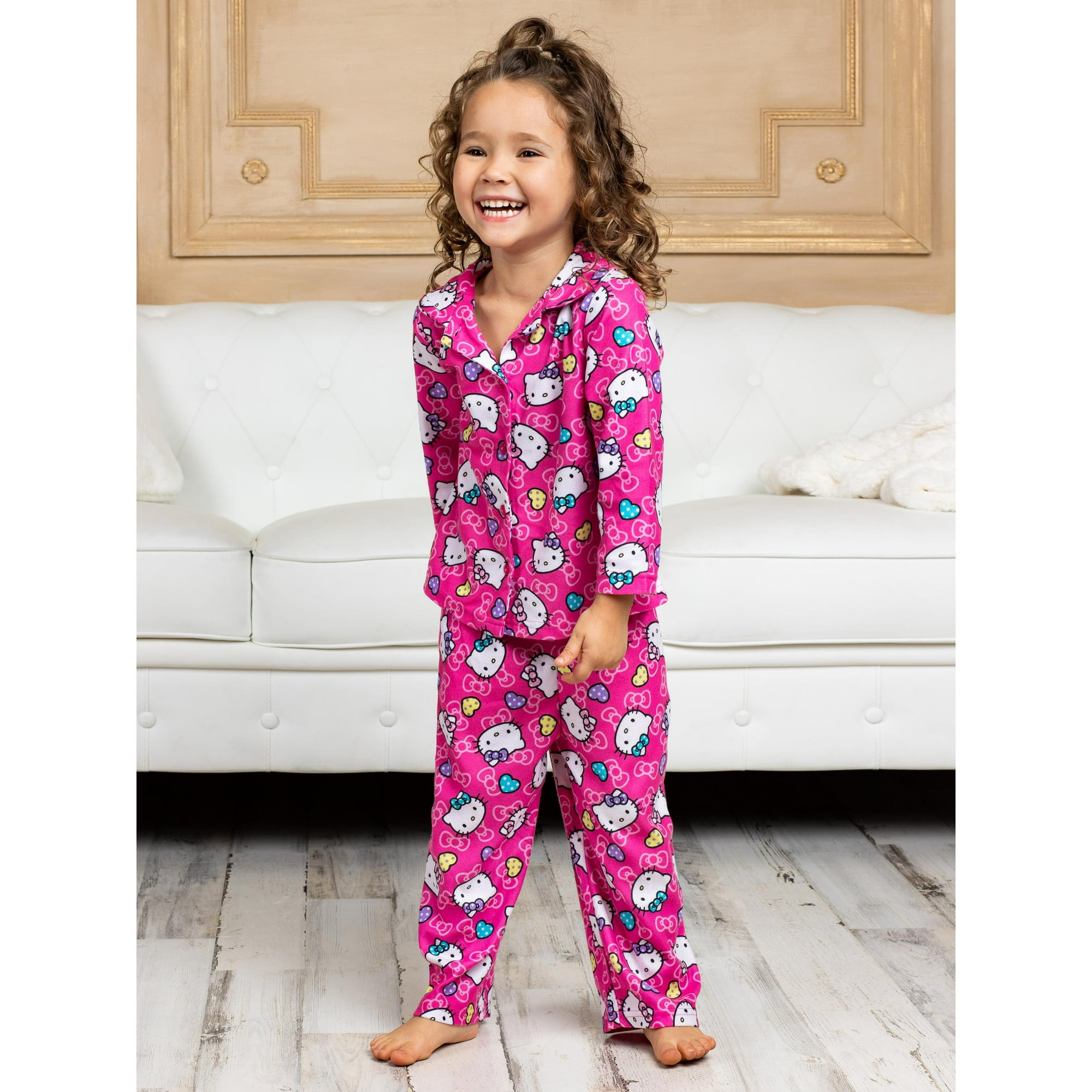 Hello Kitty Girls Pajama Toddler Flannel Coat and Pants Sleepwear Walmart