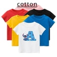thumbnail image 2 of Nueva camiseta de algodón con letras ABCD de Stitch para niños, camisetas con combinación de nombres para niñas y niños, camisetas de dibujos animados Kawaii, ropa informal para niños, 2 of 5
