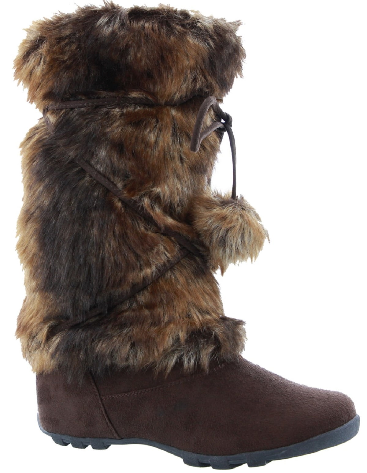 Genuine High Fur Winter boots,mukluks, Snow Furry Yeti Boots, Light Brown/White Colour Fur Boots