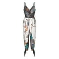 thumbnail image 6 of Fesfesfes Jumpsuit for Women Wide Leg Pants Peacock Printed Sling Hollow Leg Siamese Pants With Belt, 6 of 9