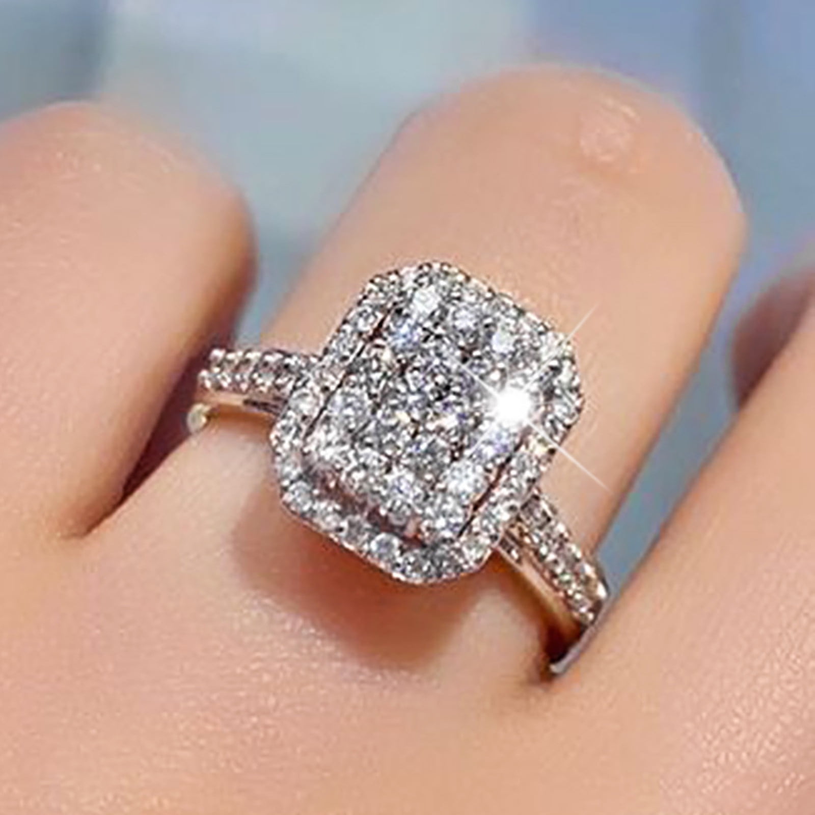 Jewelry for Women Rings Womens Vintage Beautiful Diamond Silver Engagement Wedding Band Ring Cute Ring Pack Trendy Jewelry Gift for Her, Adult Unisex