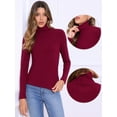 thumbnail image 2 of DARING DIVA Women's Mock Turtleneck Long Sleeve Fitted Pullover Sweater M Wine Red, 2 of 6