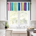 thumbnail image 2 of Blue Green Striped Valances for Windows Farmhouse Kitchen Curtains Valances Rod Pocket Valance Curtains for Kitchen Windows Geometric Abstract Art Aesthetic Window Valances for Bathroom 60"x18", 2 of 6