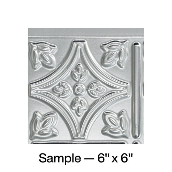 FASÄDE Traditional Style 1 Decorative Vinyl Backsplash Panel in Brushed Aluminum (6X6 Inch Sample)