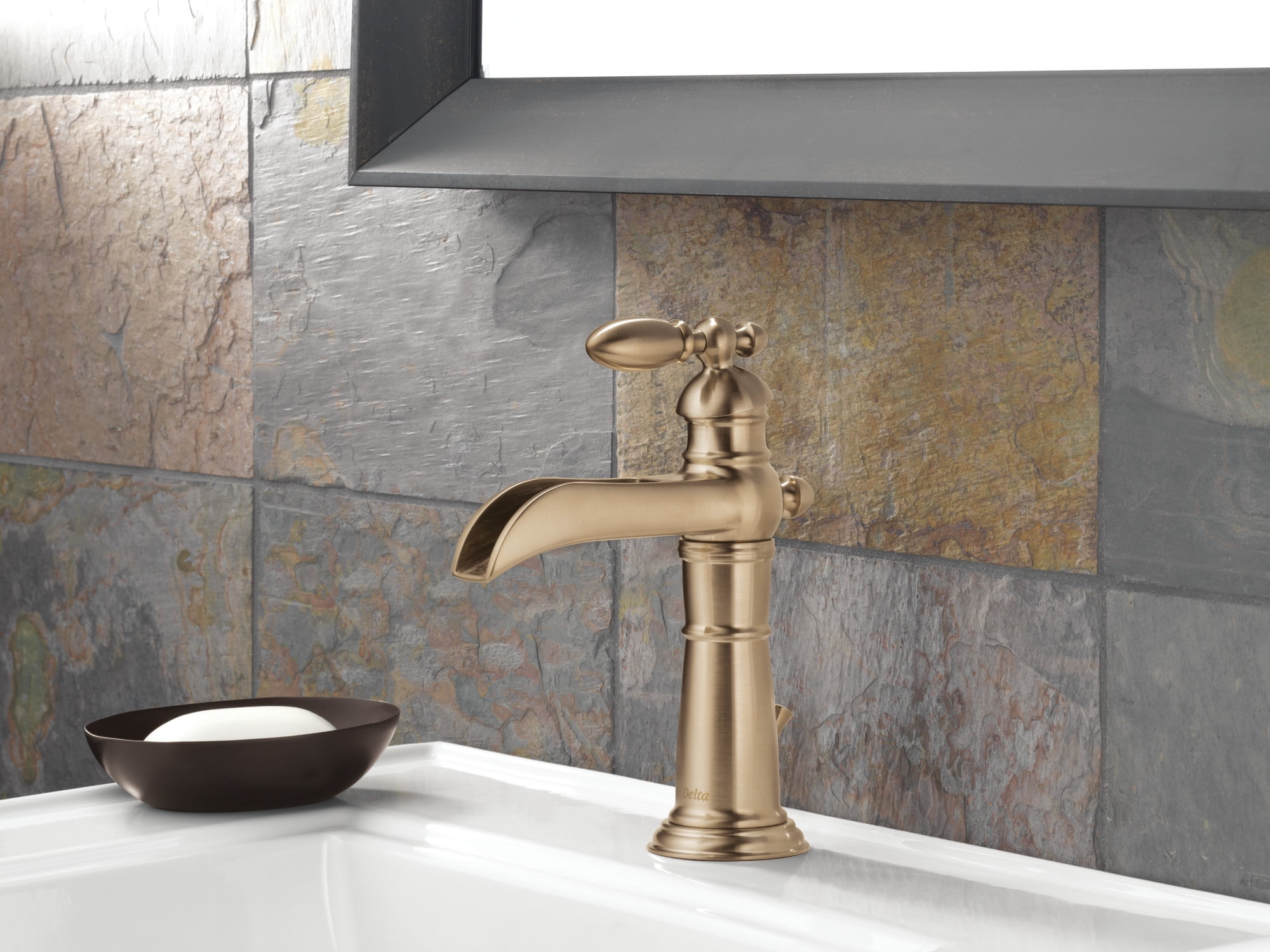 Delta Victorian Single Handle Channel Bathroom Faucet in Champagne Bronze 554LF-CZ