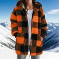 thumbnail image 2 of larppty Womens Oversized Sherpa Jacket Fuzzy Fleece Zip Up Jacket Warm Winter Coats Outerwear with Pockets (Orange, L), 2 of 6