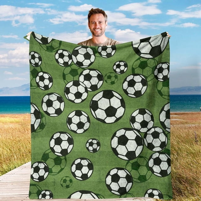 LHSHID Flannel Fleece Blanket American Football Field Green for Bedroom Couch Travelling Comfortable All Season Air Conditioning Blanket for Adult Chidern 30x40in