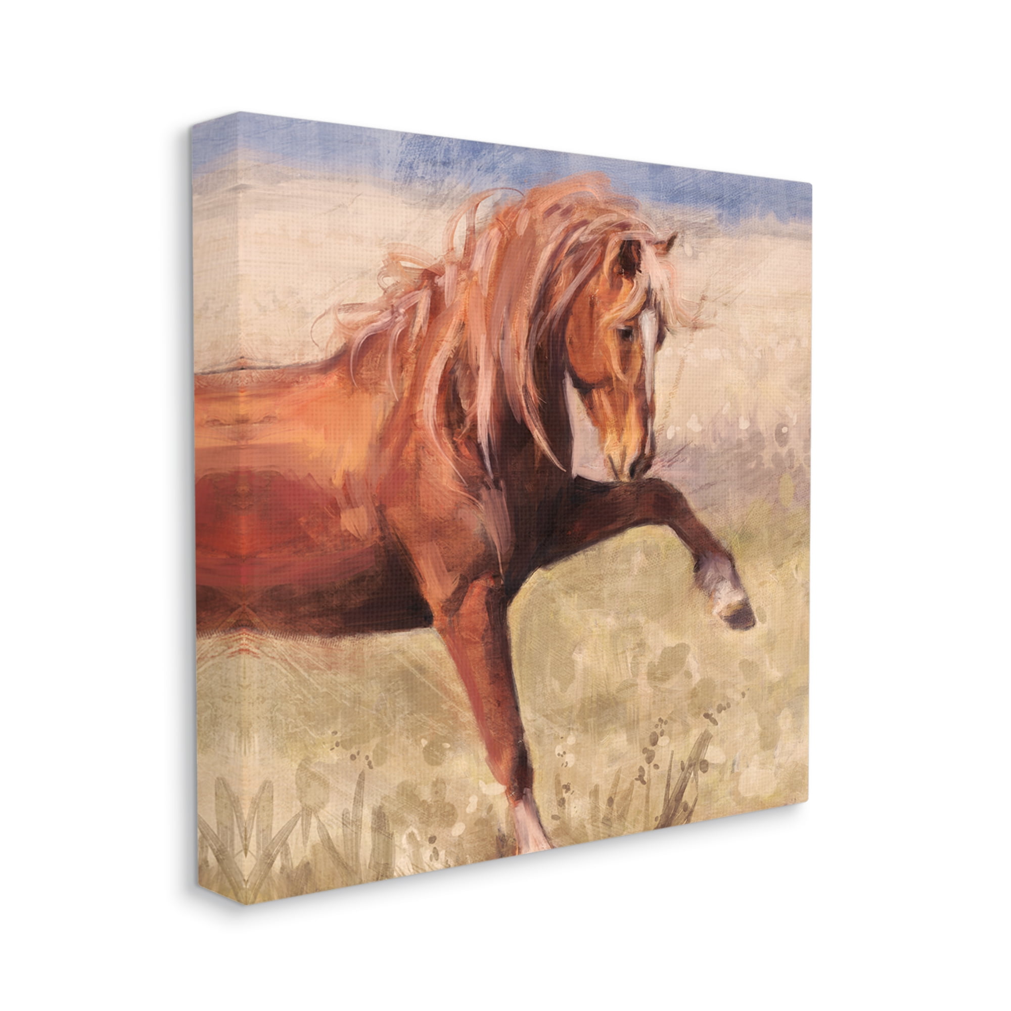 Stupell Industries Modern Red Stallion Animals & Insects Painting Gallery Wrapped Canvas Print Wall Art, 17 x 17