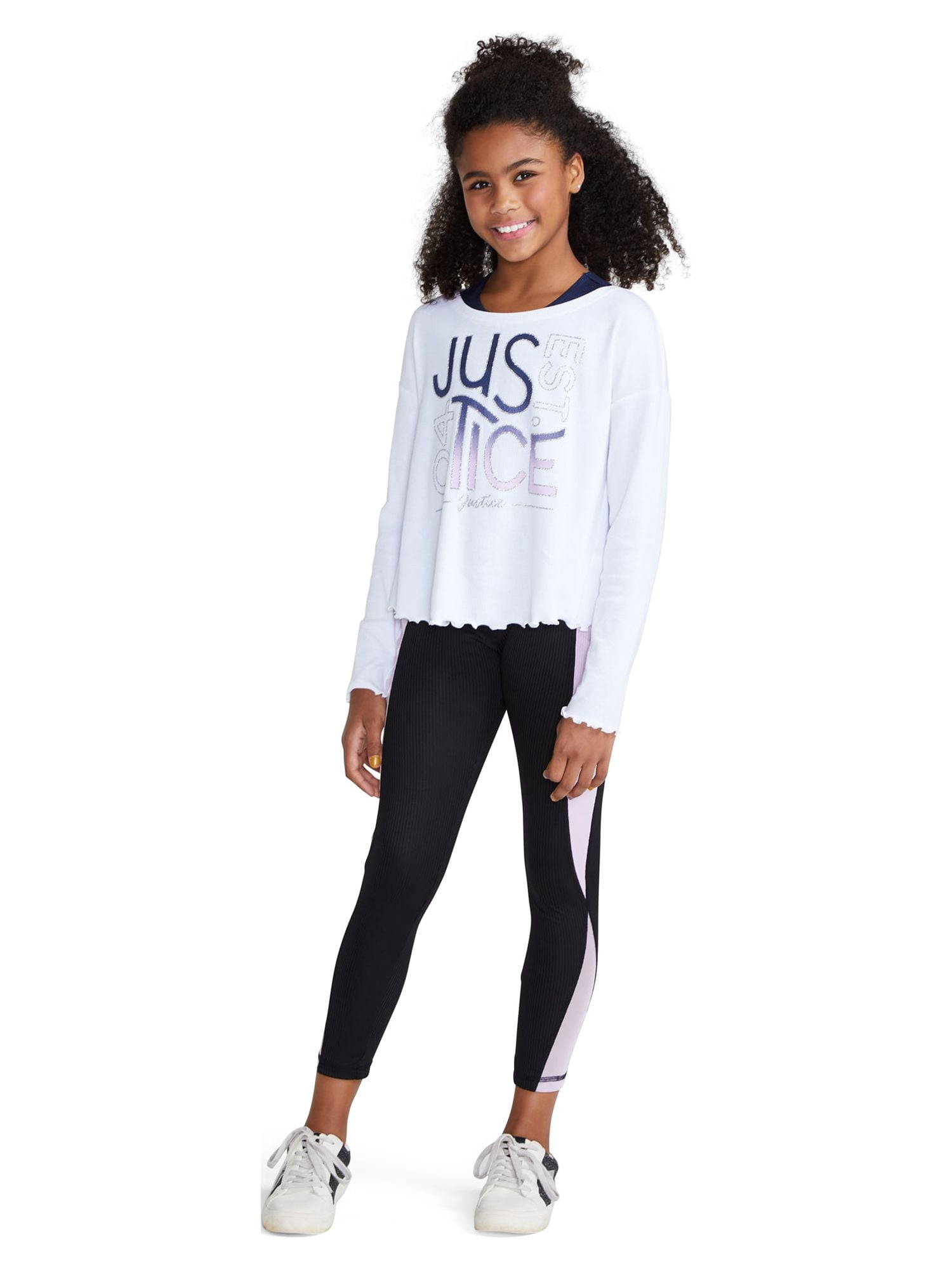 JUSTICE Girls Long Sleeve Collection X 2Fer Top, Sizes XS(5/6)-XL(16/18)