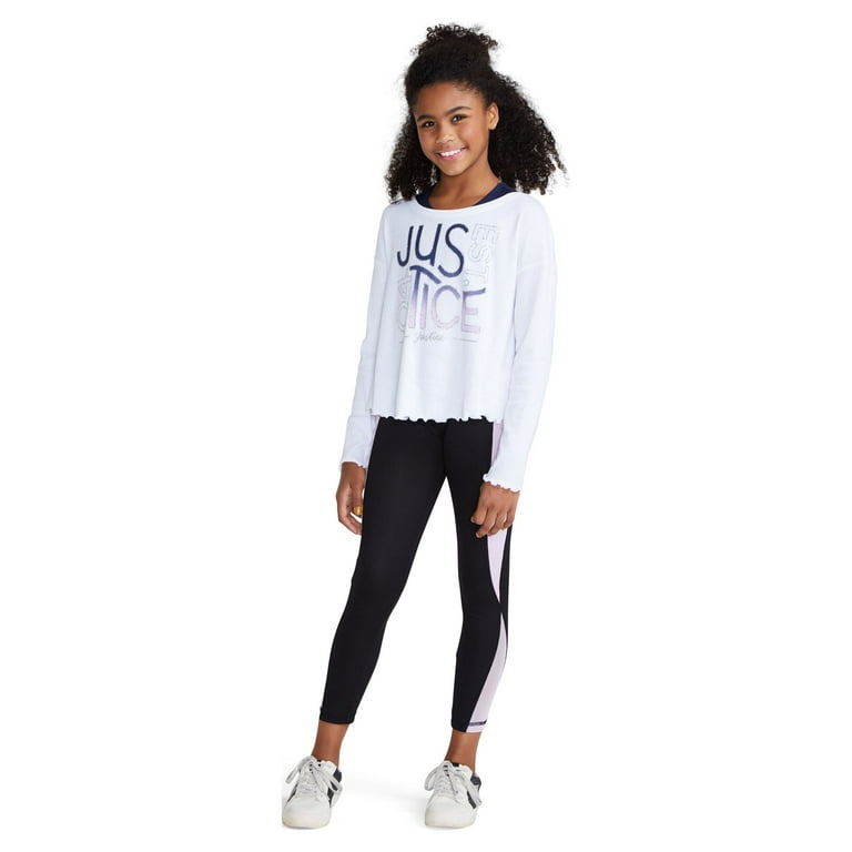 JUSTICE Girls Long Sleeve Collection X 2Fer Top, Sizes XS(5