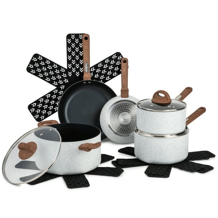 Thyme & Table Non-Stick 12 Piece Cookware Set, Arctic White