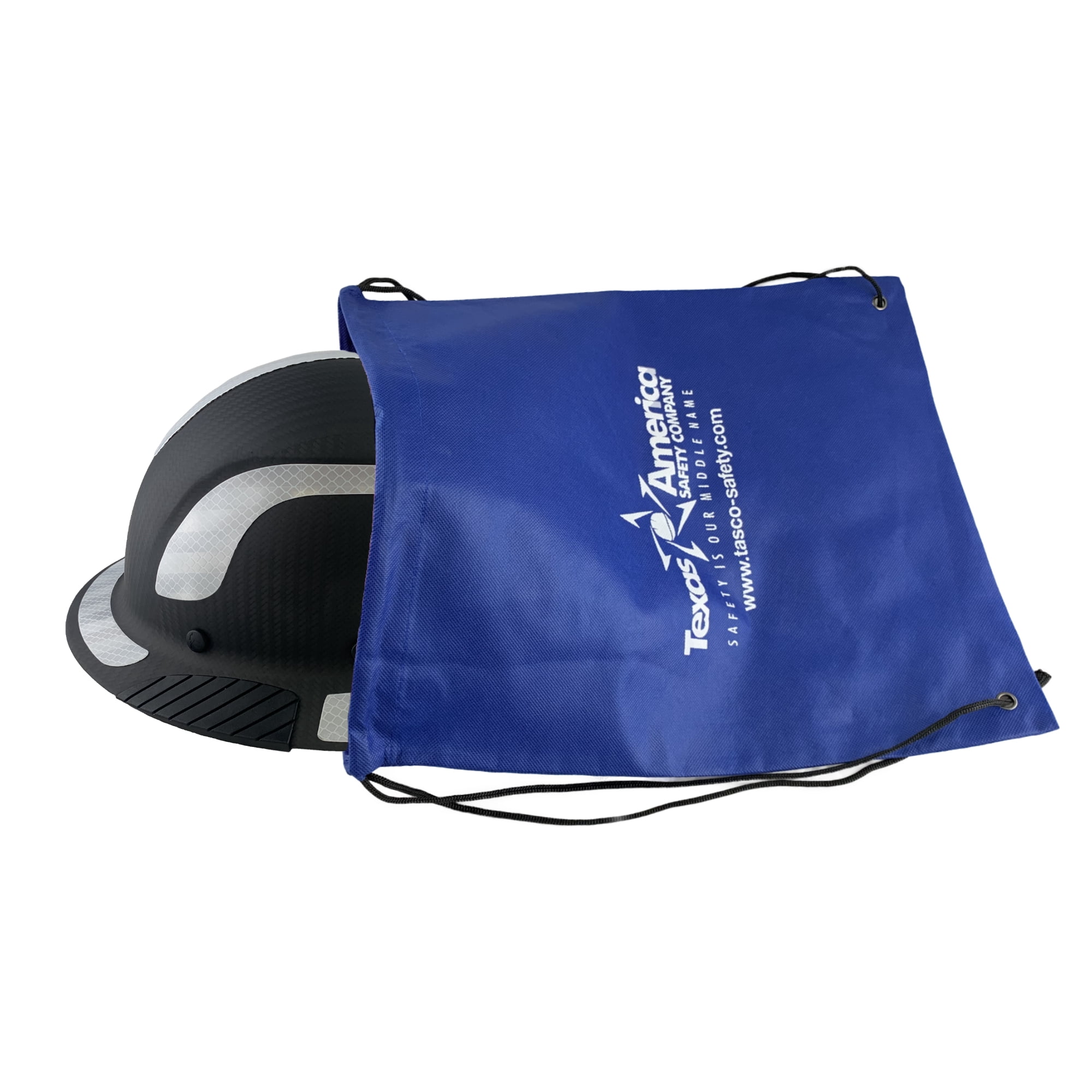 Lift Safety Helmet - Actual Carbon Fiber Full Brim Hard Hat - Matte Black with White Reflective Decals with Hard Hat Tote Bag