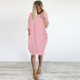 thumbnail image 4 of Lisingtool Plus Size Dress Women's Pocket Loose Dress Ladies Round Neck Casual Knee Length Dress Womens Dresses Pink, 4 of 4