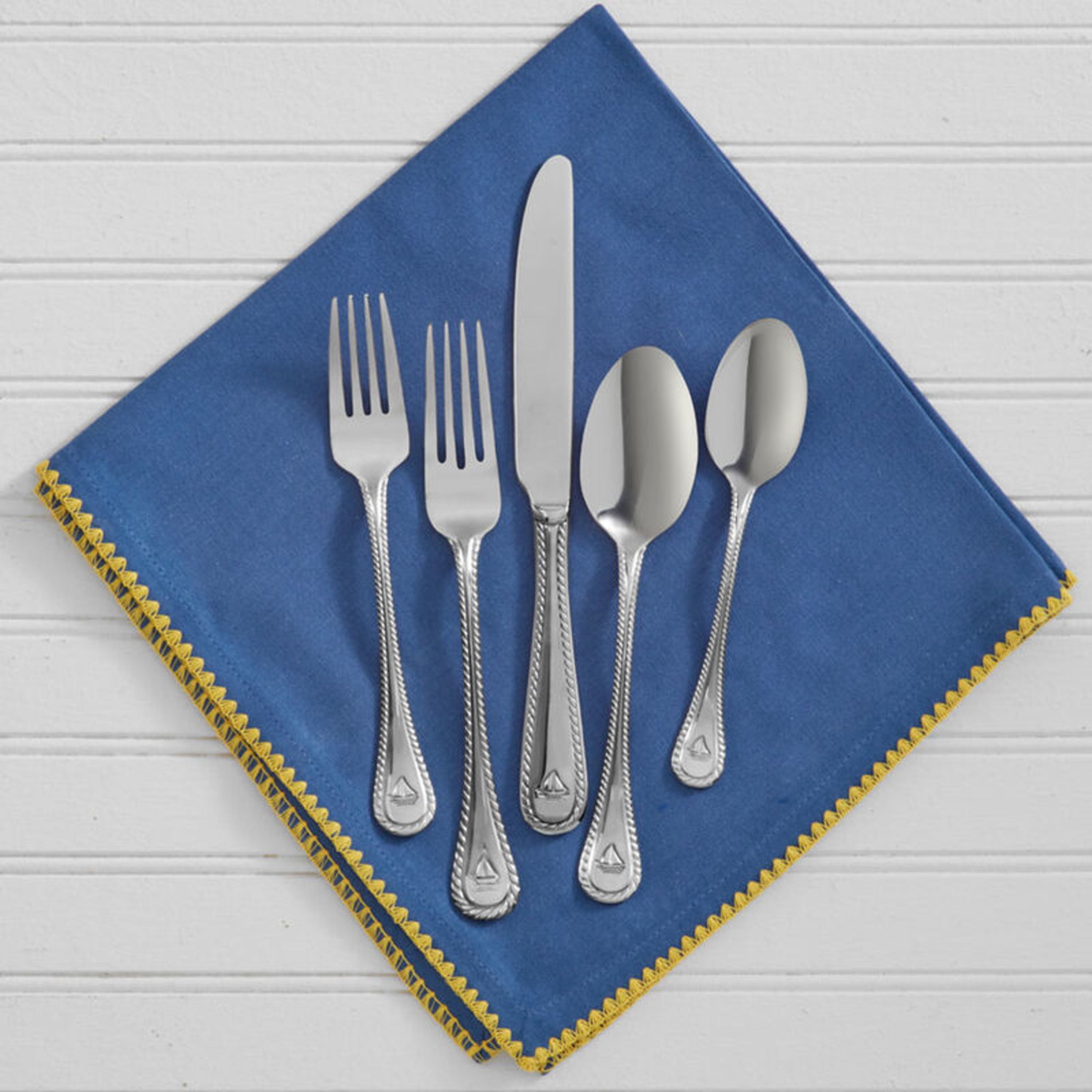 20-Piece Coastal Seashell Flatware Set - Blue Stainless Steel Silverware For 4 People
