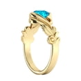 thumbnail image 6 of 14K Yellow Gold 1 CT Aquamarine Ring Flower Leaves Leaf, 6 of 7