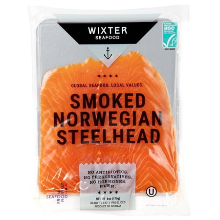 Wixter Seafood Smoked Norwegian Steelhead (Trout). ASC and OU Kosher Certified. 12g Protein per 2 oz. (57 g) Serving.