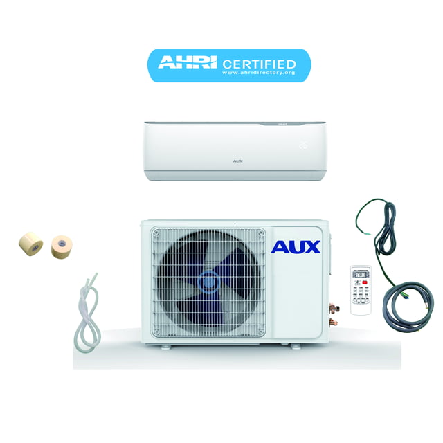 AUX 12,000 BTU Ductless Mini Split Air Conditioner with Heat Pump, 17 SEER, J-Smart, 115V, 1Ton, 12ft with KIT, Wall Mount, (Room Size : 400 ~ 600 Square Feet)