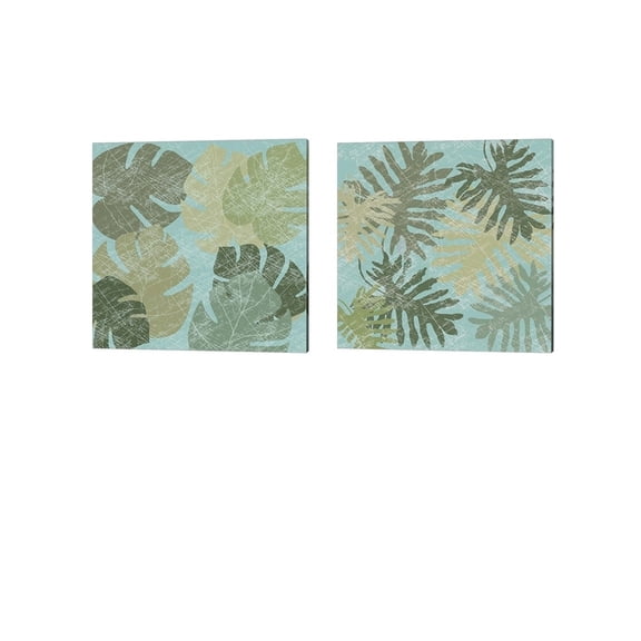 Metaverse Jade Reynolds 'Faded Tropical Leaves' Canvas Art (Set of 2)