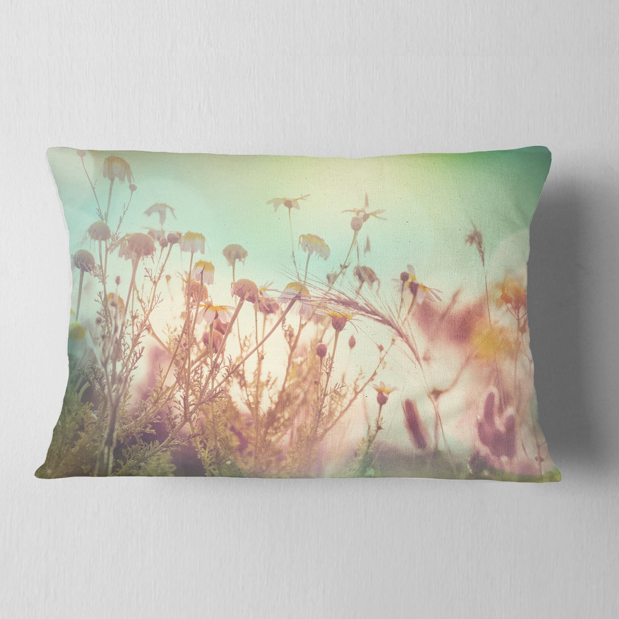 Designart 12" x 20" Green Polyester Throw Pillow