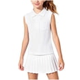thumbnail image 2 of Odeerbi Niñas Golf Tank Tops Color Sólido Botón de Solapa Sin Mangas Uniforme Escolar Con Bolsillo, 2 of 9