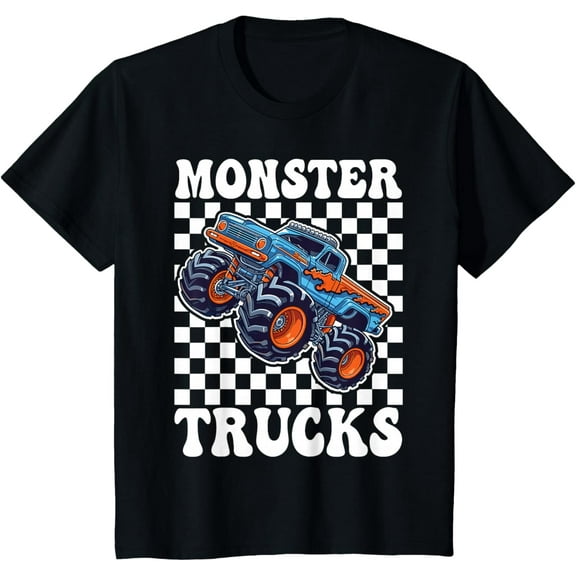 Monster Truck for Toddlers, Kids Monster Truck Retro Vintage Boys T-Shirt