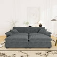 thumbnail image 2 of Muumblus Comfy Modular Sectional Sofa with 2 Ottoman, Deep Seat 80.5" Modern Oversized Corduroy Cloud Couch, Fluffy Deep Seat Chaise Lounge Sleeper Sofa for Living Room Apartment, Gray, 2 of 10