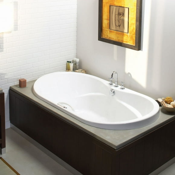 MAAX Living 7242 Régulier Blanc MAAX Living Baignoire à Encastrer en Acrylique, 72 Pouces x 42 Pouces x 23 3/8 Pouces, Blanc, Drain Central, Sans Jets (Robinet F Non Inclus)
