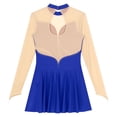 thumbnail image 5 of Alvivi Women Figure Ice Skating Dress Lyrical Dance Costume Long Sleeves Gymnastics Leotard Royal Blue L, 5 of 7