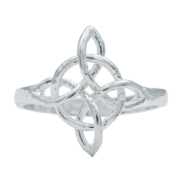 Anillo Nudo De Bruja Celta Artesanal Liso Amuleto Plata 925 plateado 9