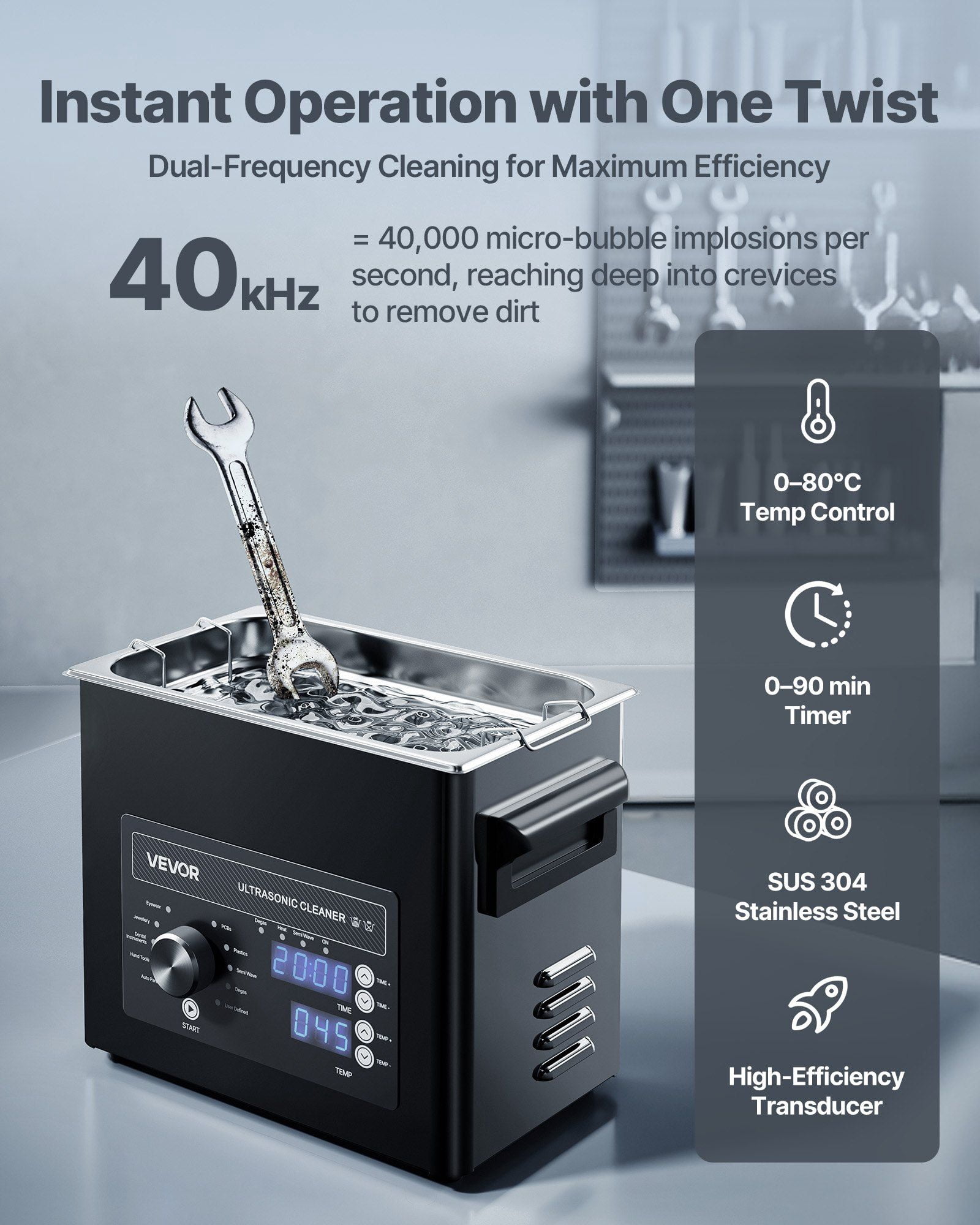 3L Professional Ultrasonic Cleaner Machine with Knob Control Stainless Steel with Basket and Cleaning Ball for Watches Razors Jewelry Coins