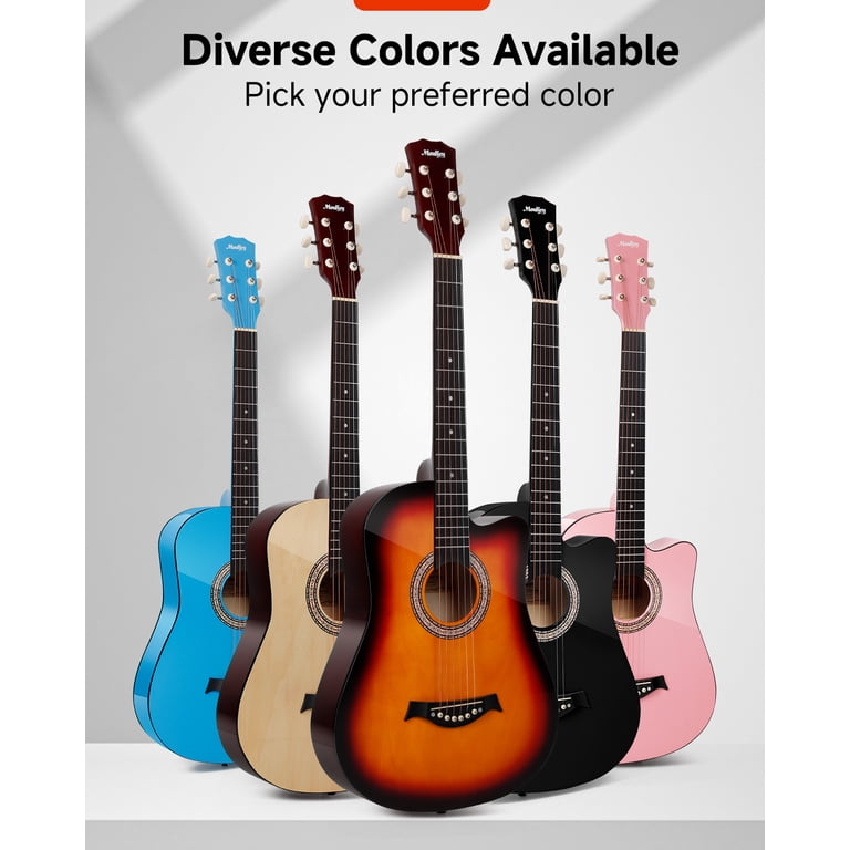 Moukey 38" Acoustic Guitar Beginner Kit, Black photo 6