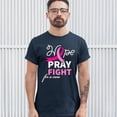 thumbnail image 3 of Tee Hunt Hope Pray Fight for a Cure T-Shirt Cancer Awareness Ribbon Men's Tee, Navy Blue, Large, 3 of 5