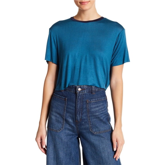 Project Social T Womens Two Tone Cropped Basic T-Shirt, Green, Small